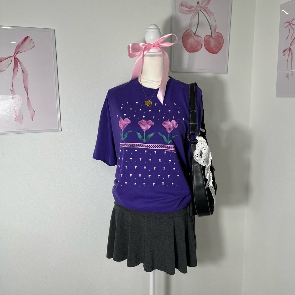 Grandma Cottage Heart Floral T Shirt Purple Pastel T Shirt Womens‎ XL